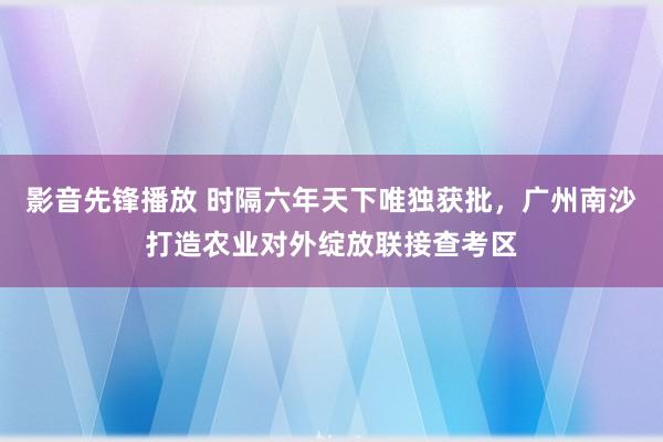 影音先锋播放 时隔六年天下唯独获批，广州南沙打造农业对外绽放联接查考区