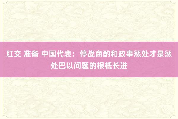 肛交 准备 中国代表：停战商酌和政事惩处才是惩处巴以问题的根柢长进