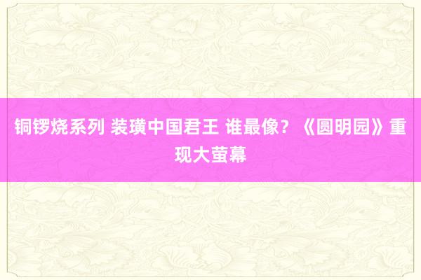 铜锣烧系列 装璜中国君王 谁最像？《圆明园》重现大萤幕